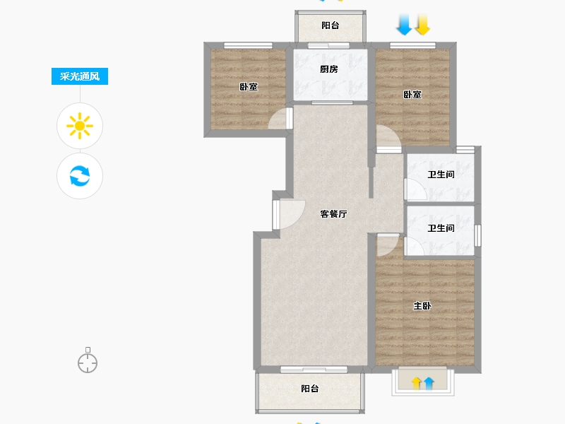 河北省-保定市-京南一品三期-90.66-户型库-采光通风