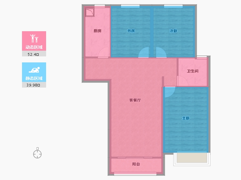 内蒙古自治区-呼和浩特市-铁骑·华府-83.06-户型库-动静分区