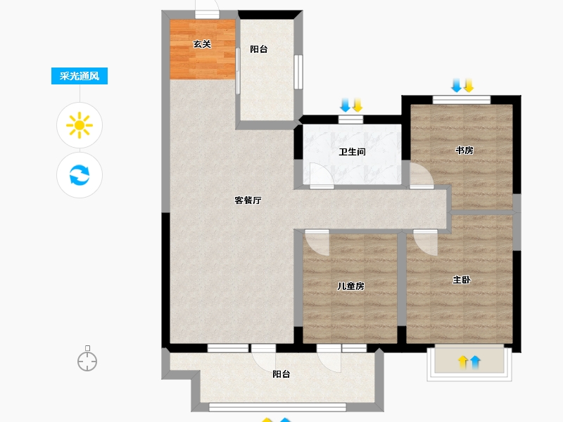 河北省-廊坊市-新空港孔雀城领航国际-82.10-户型库-采光通风