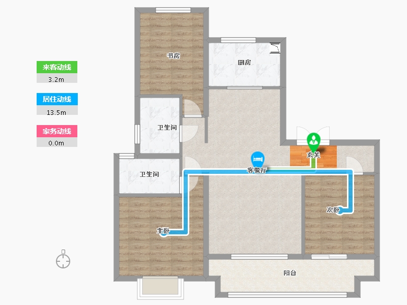 河北省-廊坊市-新空港孔雀城天玺-101.60-户型库-动静线