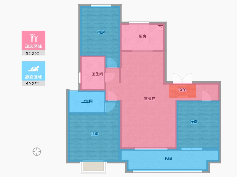 河北省-廊坊市-新空港孔雀城天玺-101.60-户型库-动静分区