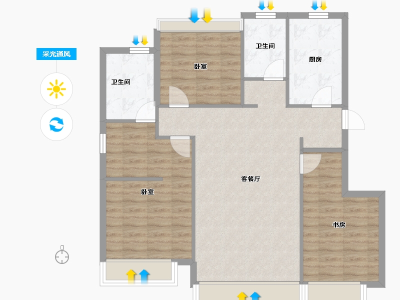 辽宁省-大连市-保利堂悦-91.34-户型库-采光通风