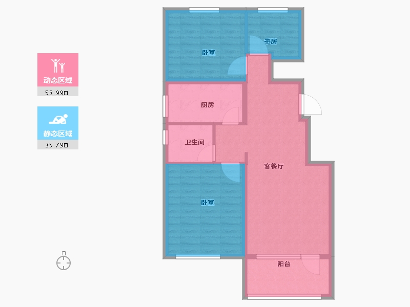 辽宁省-大连市-碧桂园·桃源-80.24-户型库-动静分区