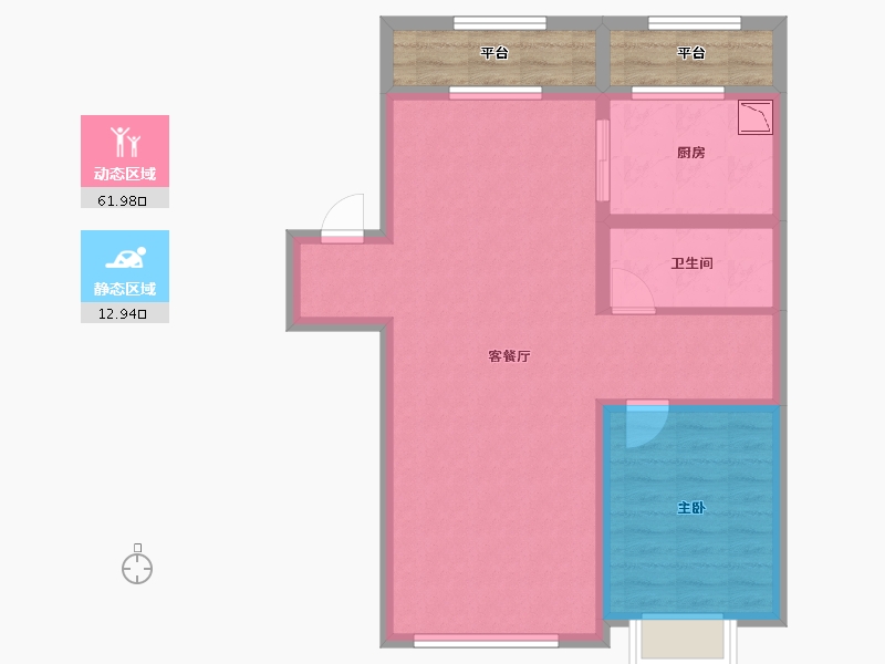 内蒙古自治区-呼和浩特市-香墅嶺·西区-74.20-户型库-动静分区