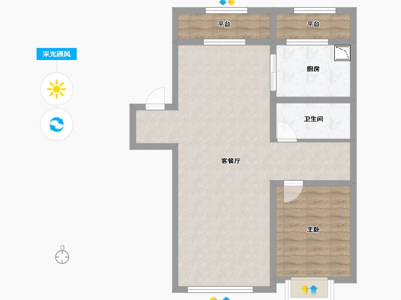 内蒙古自治区-呼和浩特市-香墅嶺·西区-74.20-户型库-采光通风