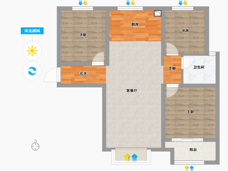 河北省-石家庄市-帝华鸿府-76.47-户型库-采光通风