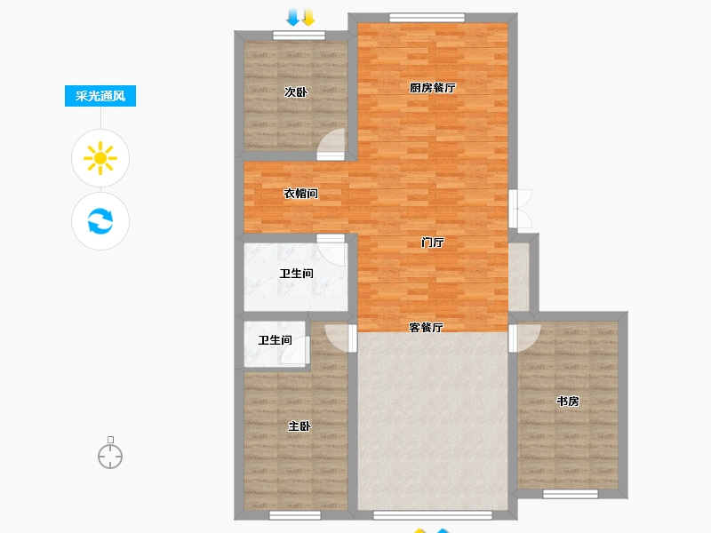 吉林省-辽源市-星源城湖语墅-111.76-户型库-采光通风