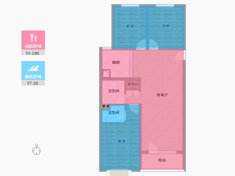 山西省-太原市-万科如园-77.32-户型库-动静分区