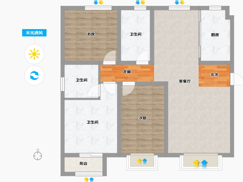 河北省-石家庄市-帝华鸿府-93.26-户型库-采光通风