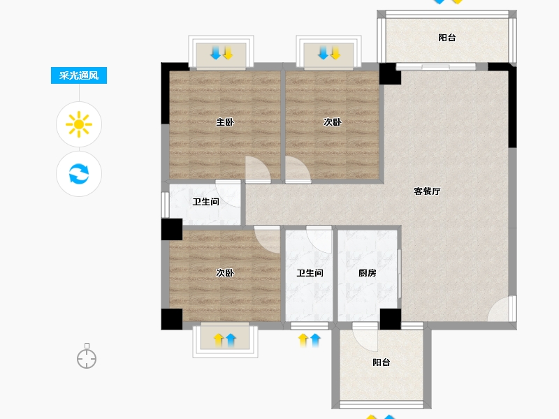 广西壮族自治区-梧州市-南越山语城-87.17-户型库-采光通风