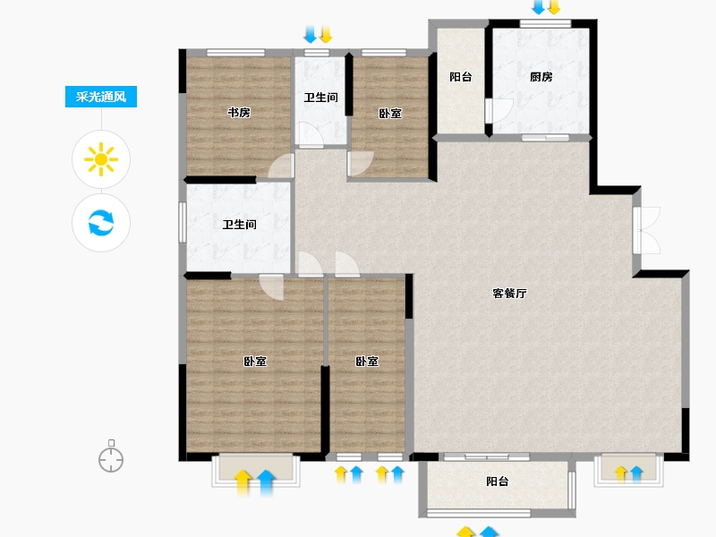 内蒙古自治区-鄂尔多斯市-东赫星城-183.98-户型库-采光通风