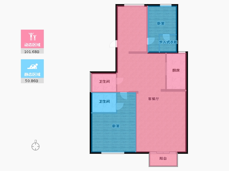 内蒙古自治区-鄂尔多斯市-春阳家园商住小区-140.64-户型库-动静分区