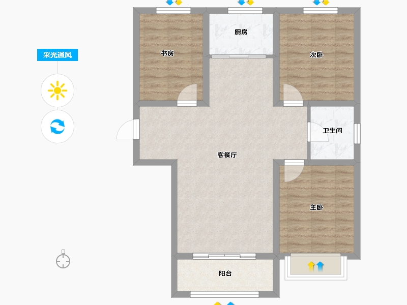 内蒙古自治区-呼和浩特市-衡达·丁香河畔-78.57-户型库-采光通风