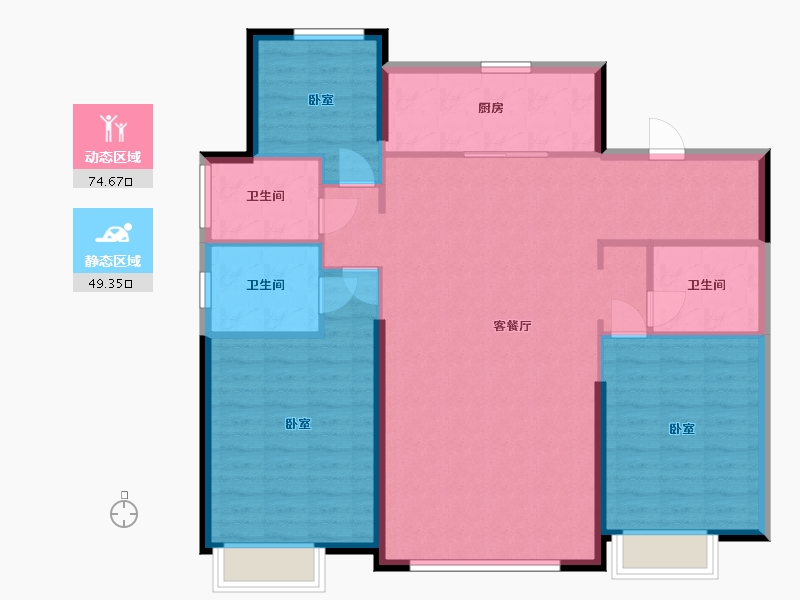 内蒙古自治区-通辽市-通辽恒大御景天下-113.34-户型库-动静分区