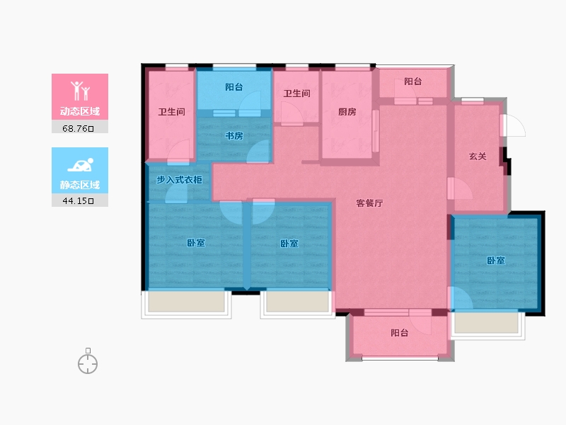 辽宁省-大连市-招商海德学府-99.48-户型库-动静分区