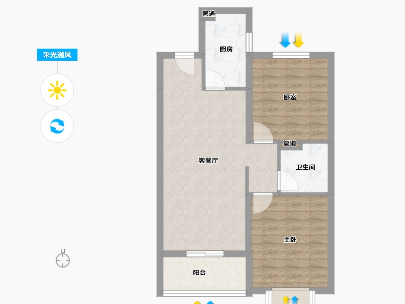 山西省-太原市-阳光城文澜府-61.73-户型库-采光通风