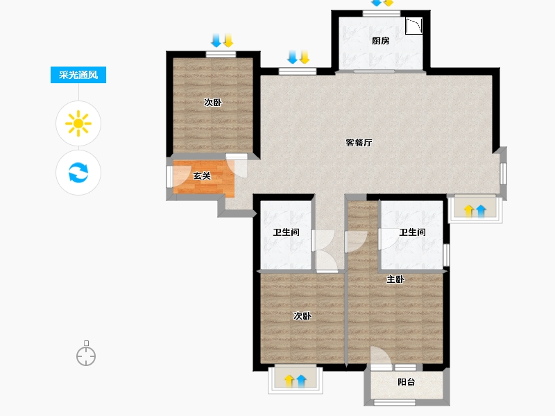 河北省-廊坊市-五矿万科哈洛小镇-100.00-户型库-采光通风