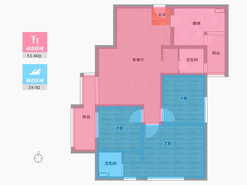 云南省-昆明市-耀兴枫丹白露-80.64-户型库-动静分区