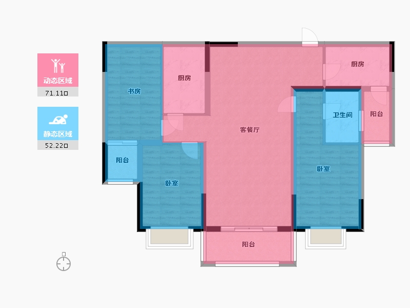 内蒙古自治区-鄂尔多斯市-东赫星城-110.62-户型库-动静分区