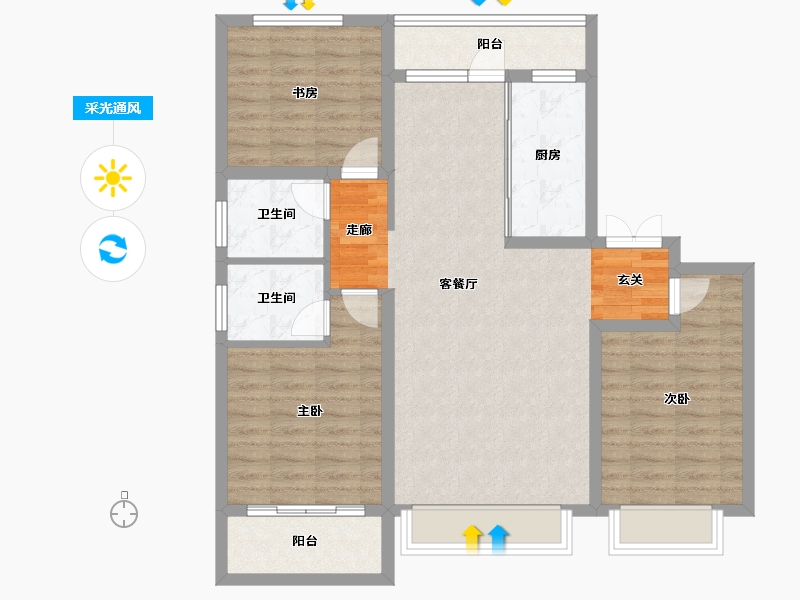 河北省-石家庄市-帝华鸿府-97.45-户型库-采光通风