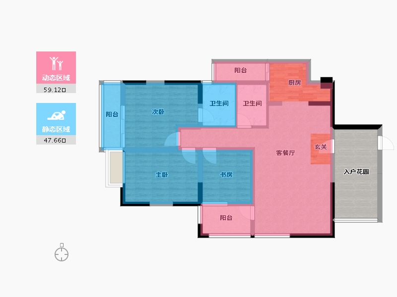 云南省-昆明市-耀兴枫丹白露-107.26-户型库-动静分区