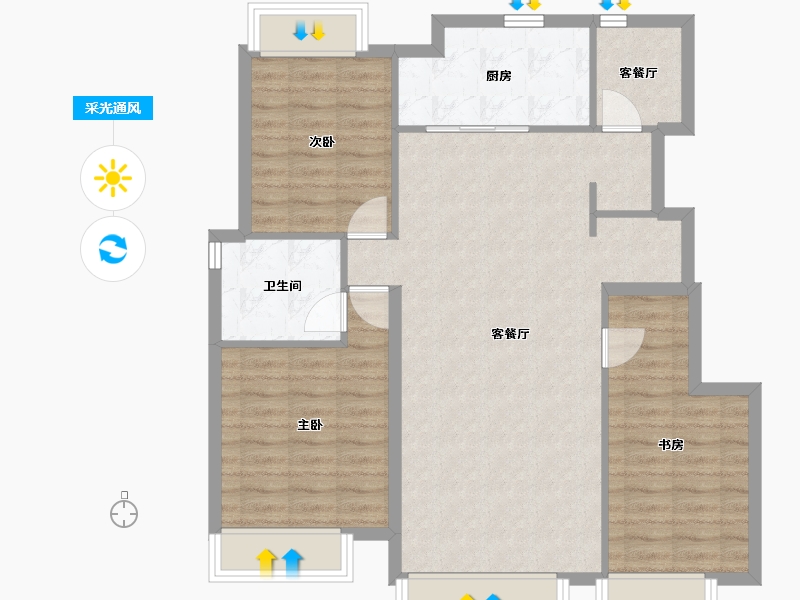 辽宁省-大连市-保利堂悦-93.00-户型库-采光通风