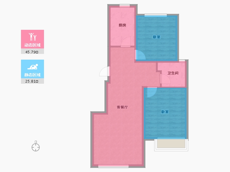 辽宁省-大连市-中海牧雲山-64.00-户型库-动静分区