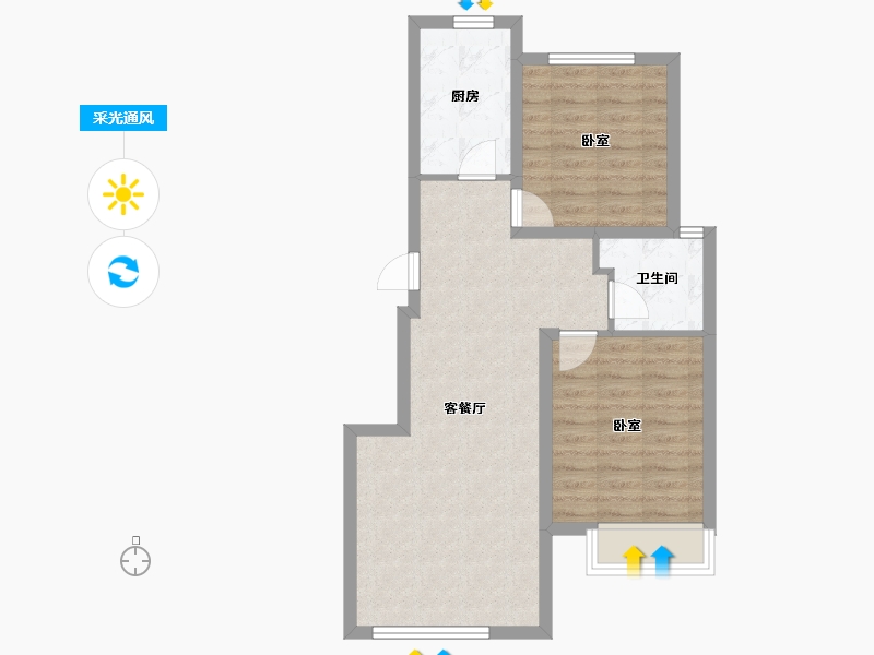 辽宁省-大连市-中海牧雲山-64.00-户型库-采光通风