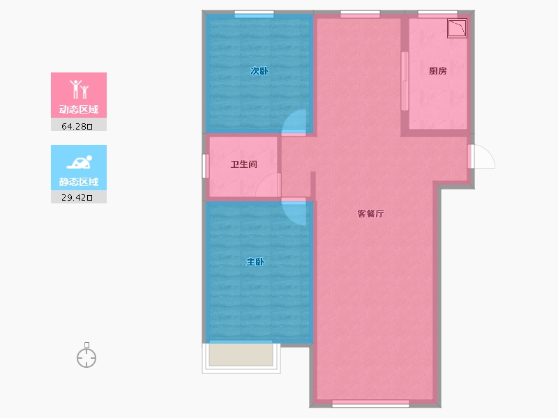 内蒙古自治区-呼和浩特市-铁骑·华府-84.10-户型库-动静分区