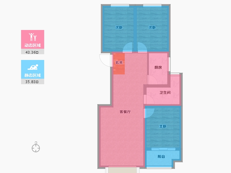 河北省-保定市-祥云里-69.98-户型库-动静分区