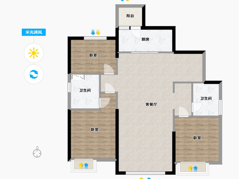 内蒙古自治区-通辽市-通辽恒大御景天下-108.08-户型库-采光通风