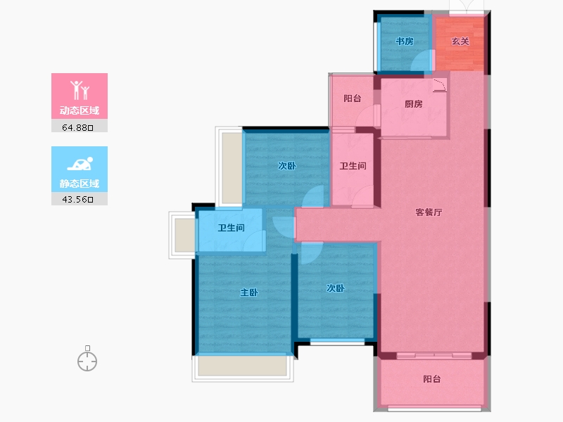 云南省-曲靖市-沁湾铭园-96.90-户型库-动静分区