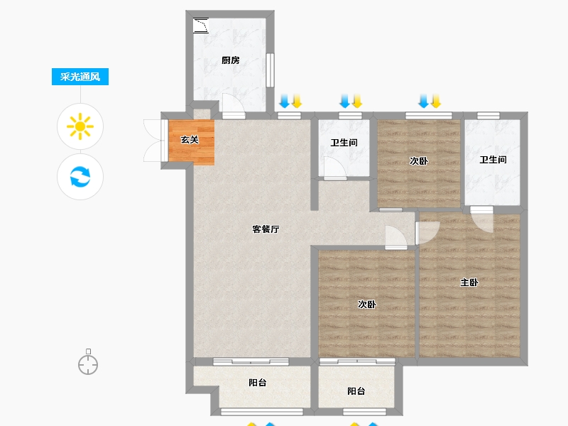 河北省-廊坊市-远洋琨庭-100.00-户型库-采光通风