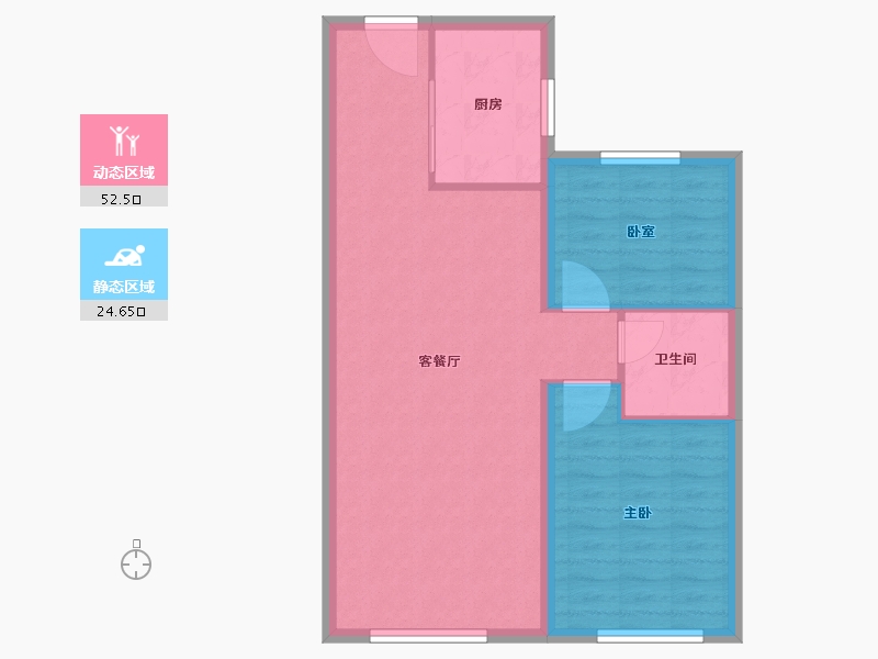 辽宁省-大连市-碧桂园·桃源-70.06-户型库-动静分区