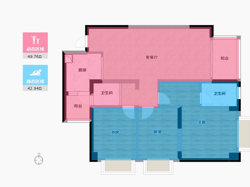 四川省-成都市-碧桂园锦樾府-81.99-户型库-动静分区