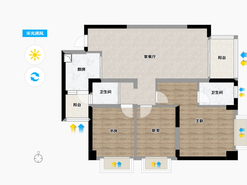 四川省-成都市-碧桂园锦樾府-81.99-户型库-采光通风