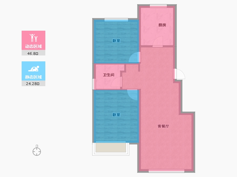 辽宁省-大连市-中海牧雲山-64.00-户型库-动静分区