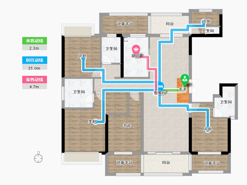 云南省-曲靖市-金博玫瑰园-144.16-户型库-动静线