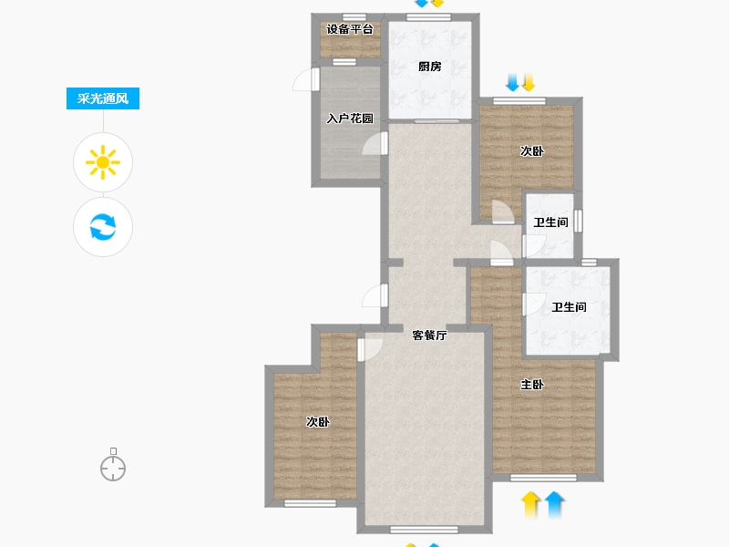 河北省-廊坊市-孔雀城大湖-112.00-户型库-采光通风