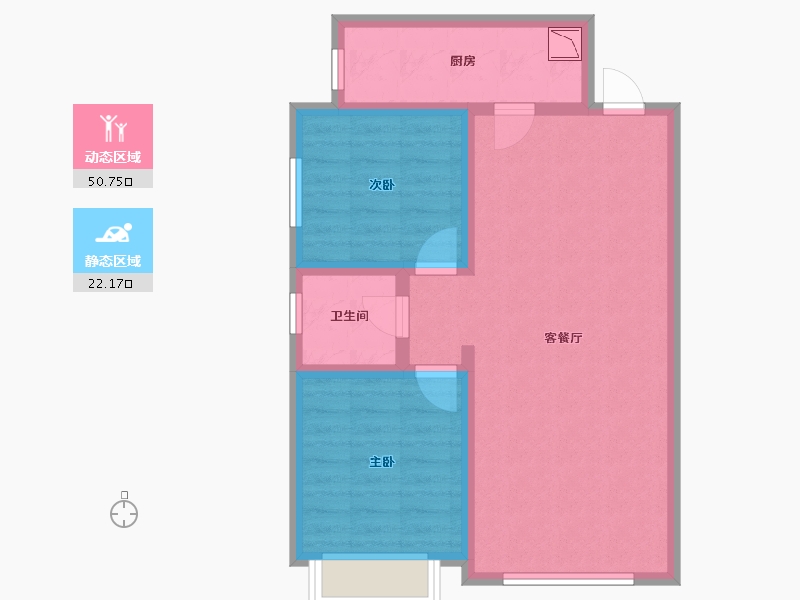 内蒙古自治区-呼和浩特市-盛世名筑二期-64.51-户型库-动静分区