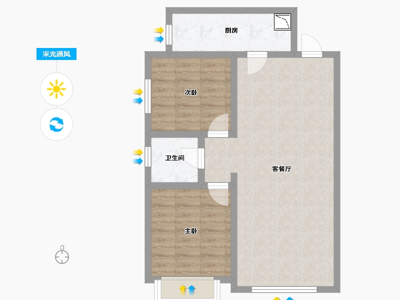 内蒙古自治区-呼和浩特市-盛世名筑二期-64.51-户型库-采光通风