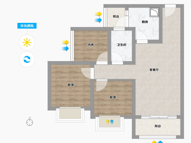 四川省-成都市-吾家花苑-56.17-户型库-采光通风