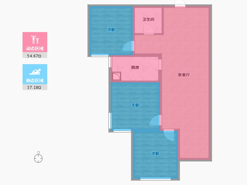 内蒙古自治区-呼和浩特市-盛世名筑二期-81.73-户型库-动静分区