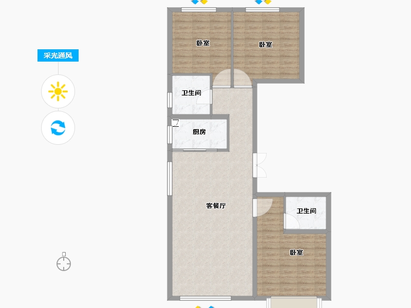 内蒙古自治区-包头市-方兴·衛仕府-99.00-户型库-采光通风