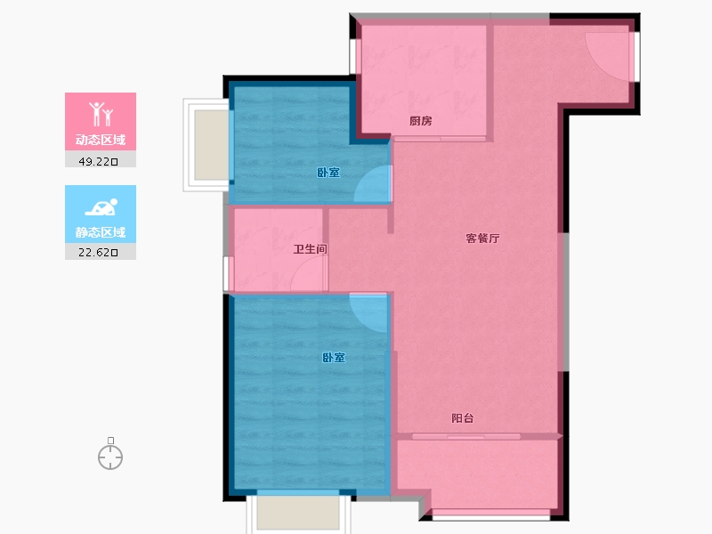 辽宁省-大连市-恒大四季上东迦南公馆-64.91-户型库-动静分区