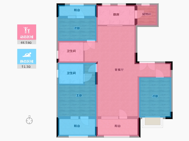 辽宁省-沈阳市-阳光城未来悦-104.14-户型库-动静分区