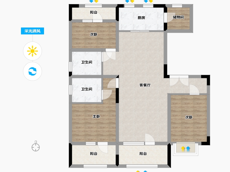 辽宁省-沈阳市-阳光城未来悦-104.14-户型库-采光通风