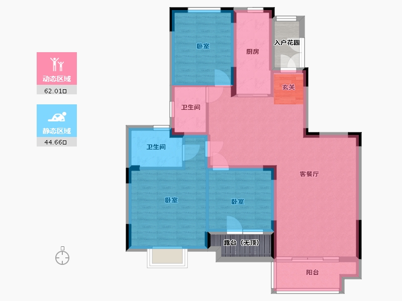 辽宁省-沈阳市-沈抚恒大养生谷-102.64-户型库-动静分区