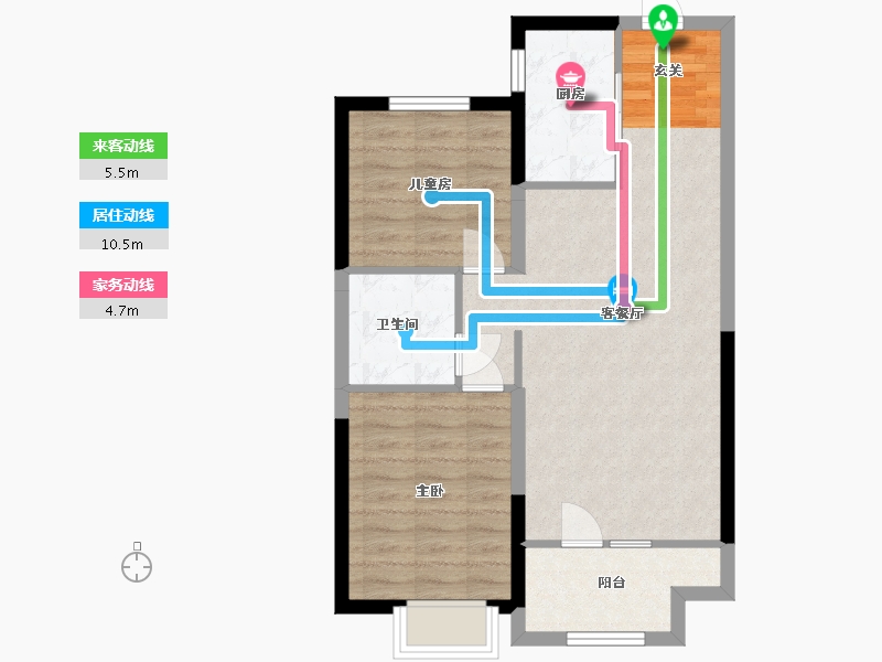 河北省-廊坊市-新空港孔雀城领航国际-66.10-户型库-动静线