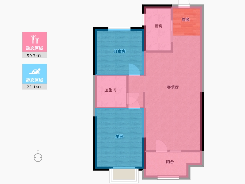 河北省-廊坊市-新空港孔雀城领航国际-66.10-户型库-动静分区